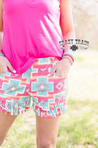 Aztec Fringe Shorts